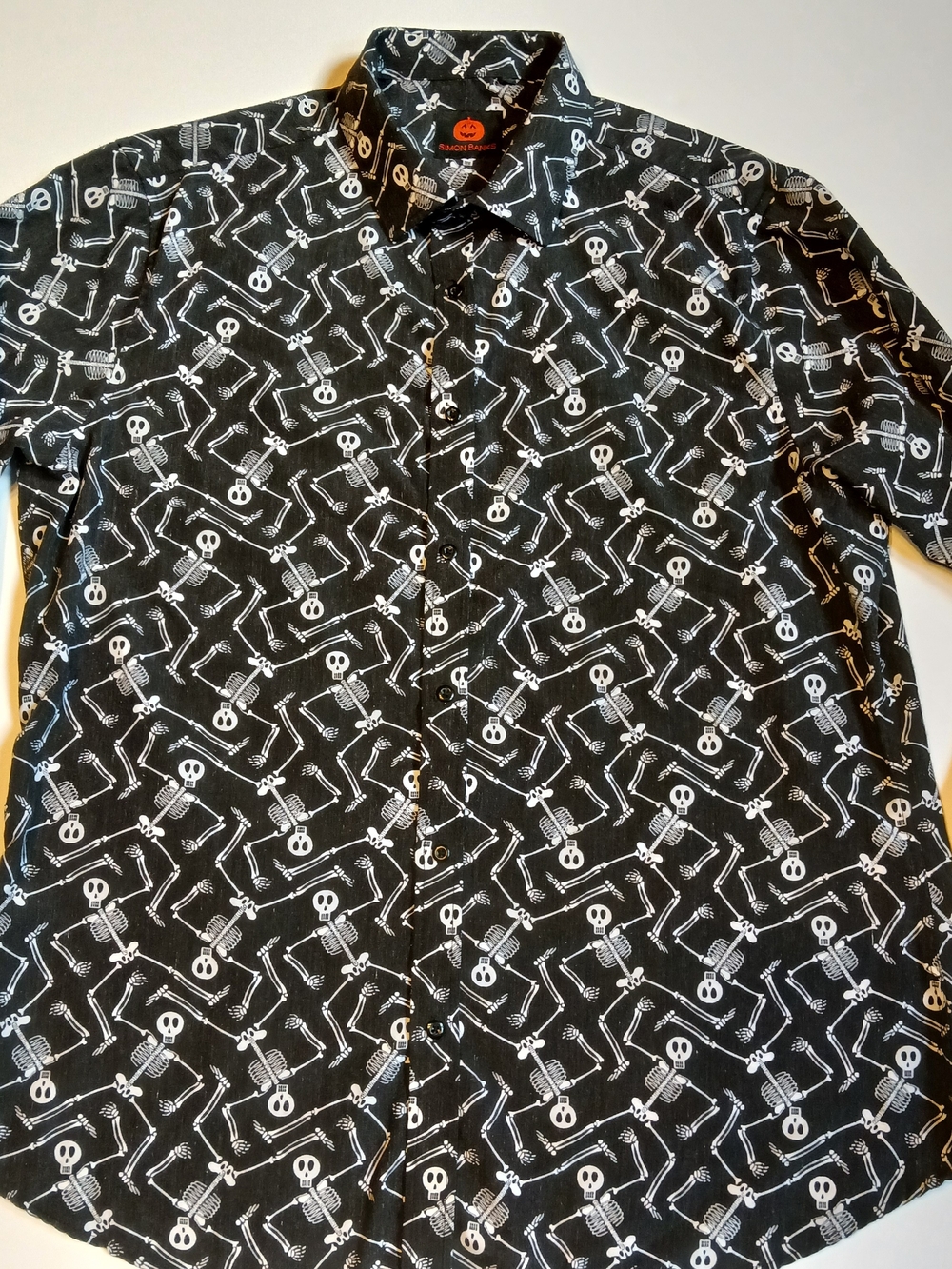 Simon Banks Men's XL Skeleton Button Up Shirt Long Sleeve Goth Halloween Grunge